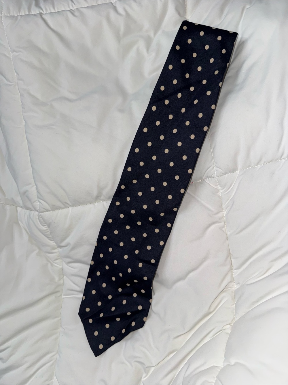 Dudley Stephens Navy Blue Tie with Cream Polka Dots